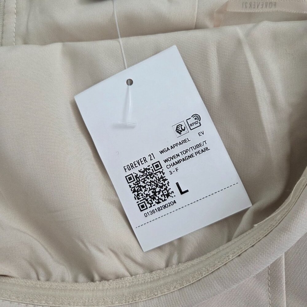 Forever 21 V‎ Hem Strapless Tube Top Large NWT Beige Champagne Y2K Old Money - Picture 12 of 13